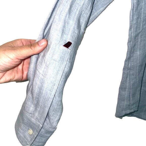 Envelop Striped Shirt Mens Blue Size Small Button Front Cotton Made In Canada - Picture 5 of 8